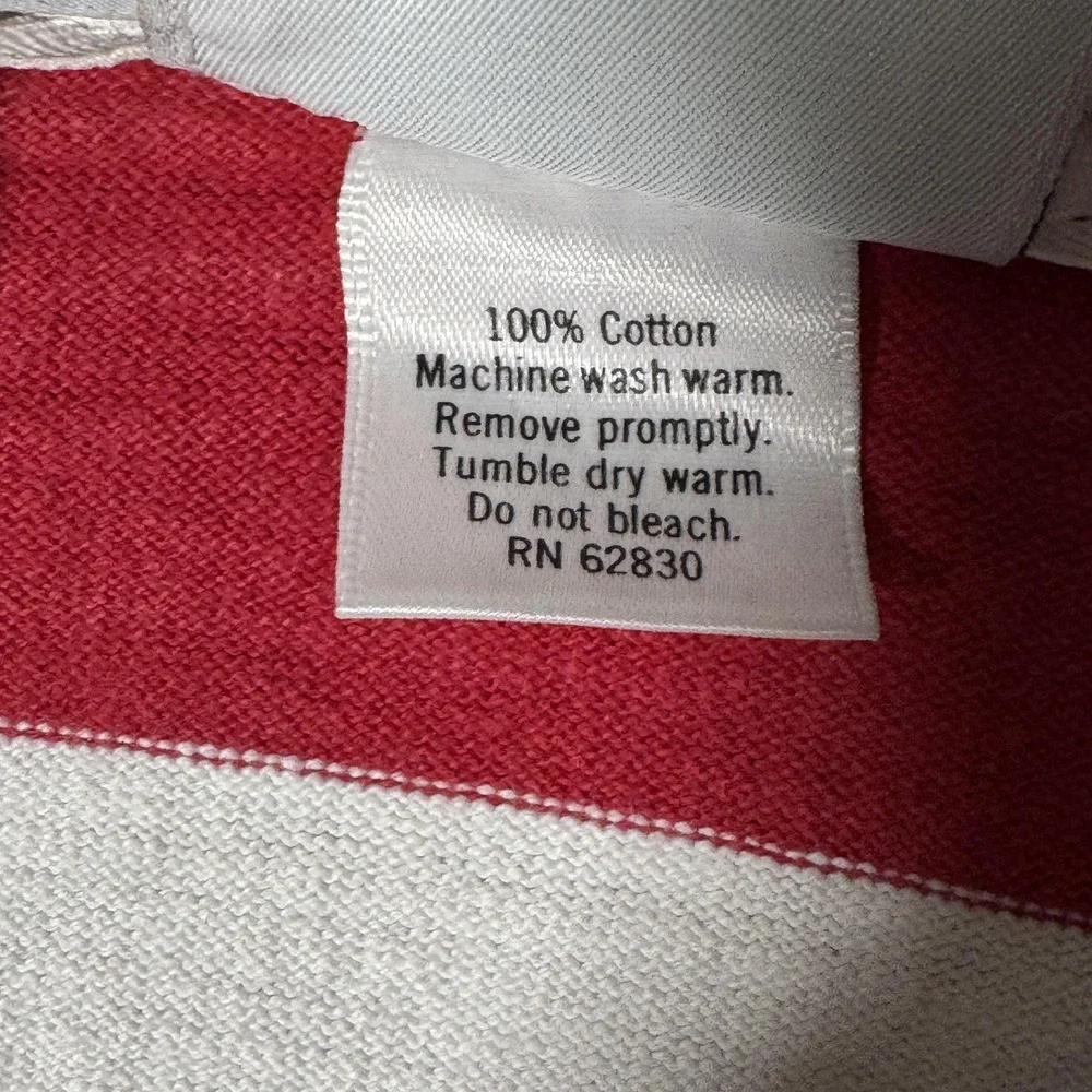 Vintage Lands' End Authentic Rugby Shirt Mens Large Red Blue Stripe Made USA 90s - Picture 4 of 8